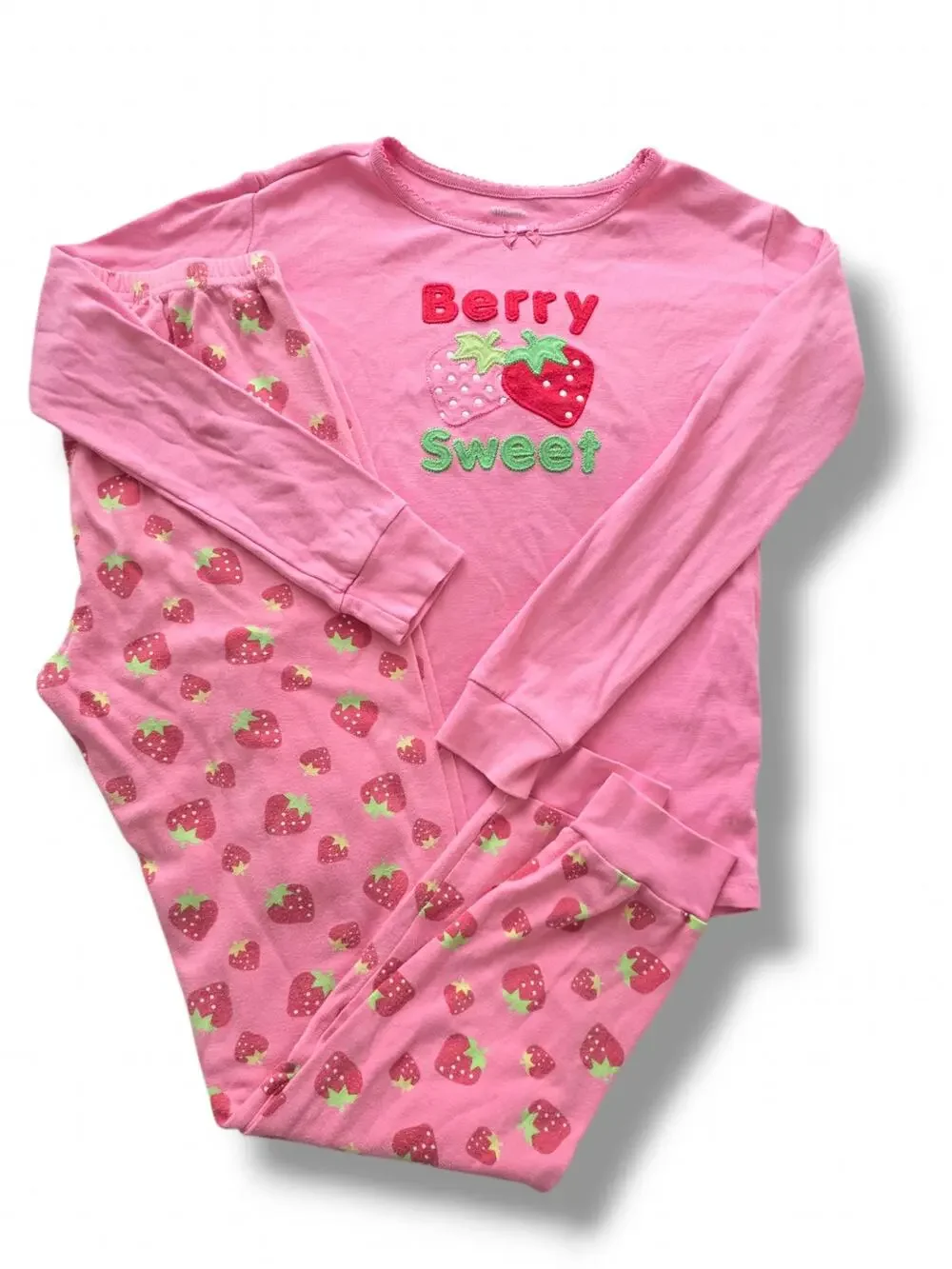 Gymboree Girls Size 12 Pink Berry Sweet Strawberry 2 Piece Snug Fit Pajama Set